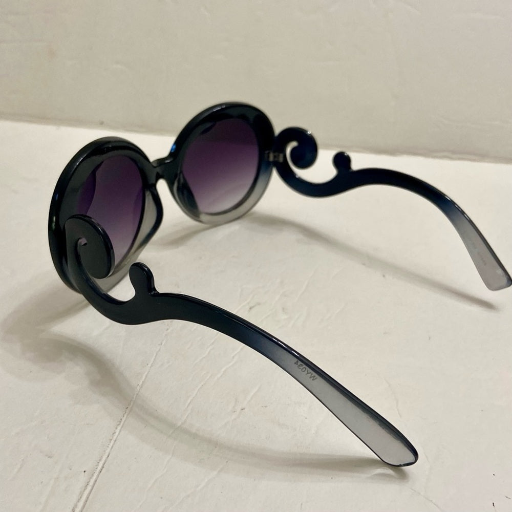 Elegant High Fashion Grayish Black Round Sunglasses