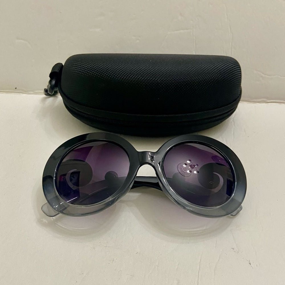 Elegant High Fashion Grayish Black Round Sunglasses