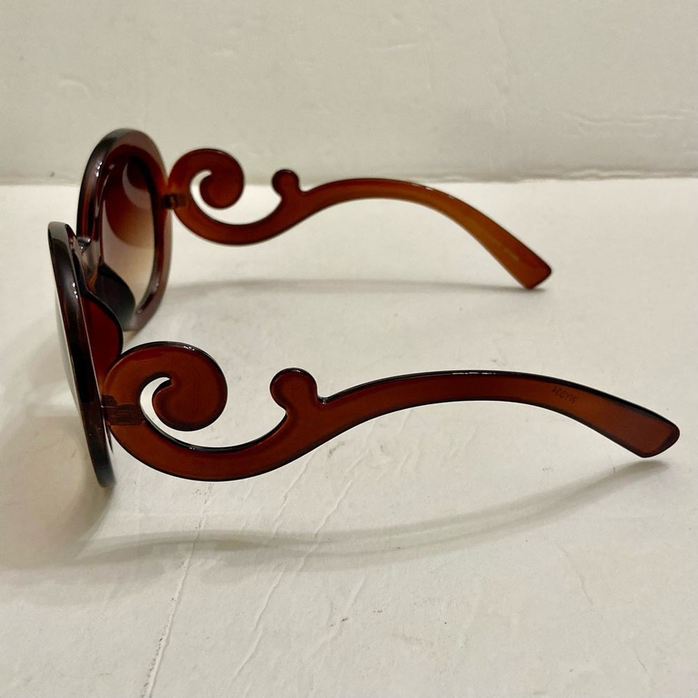 Elegant High Fashion Brown Round Sunglasses