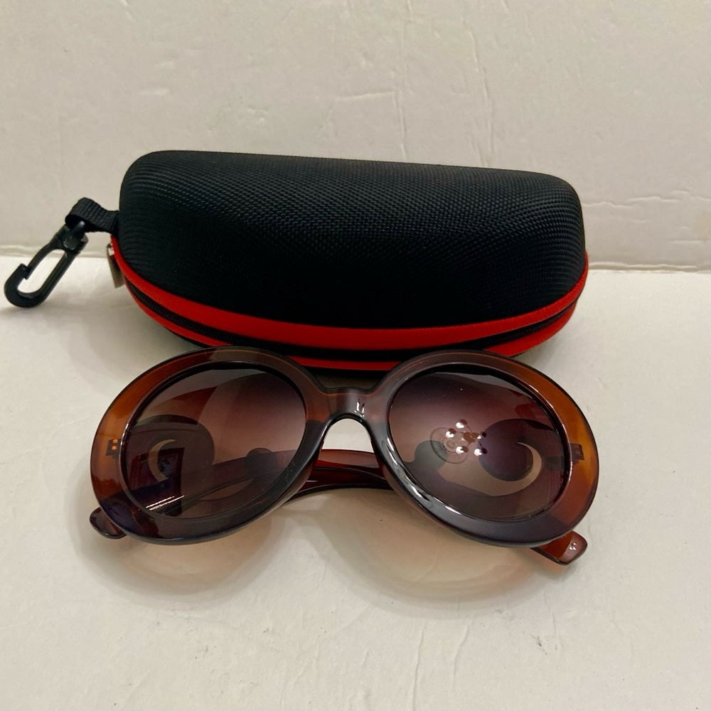 Elegant High Fashion Brown Round Sunglasses