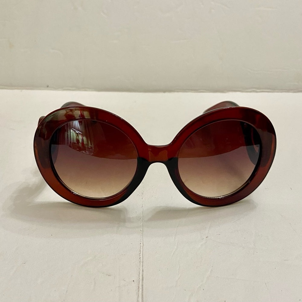 Elegant, High Fashion Brown Round Sunglasses with Rhinestones