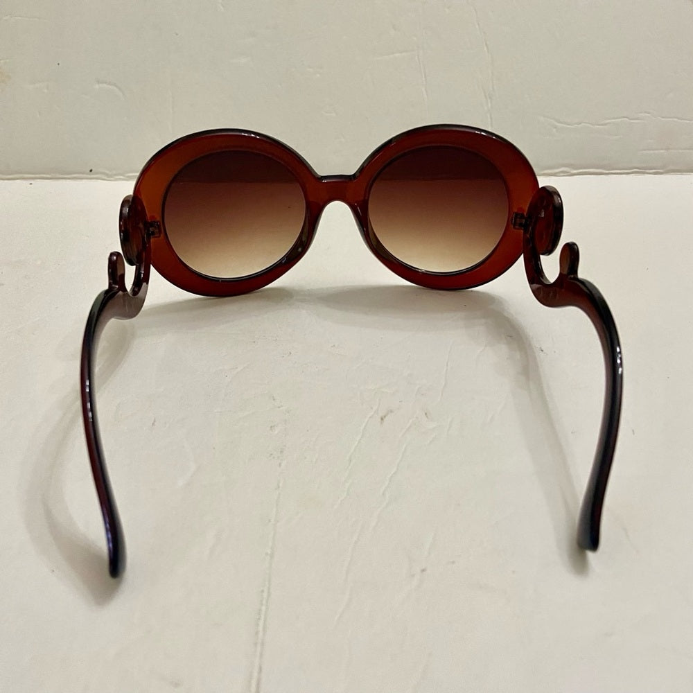 Elegant, High Fashion Brown Round Sunglasses with Rhinestones
