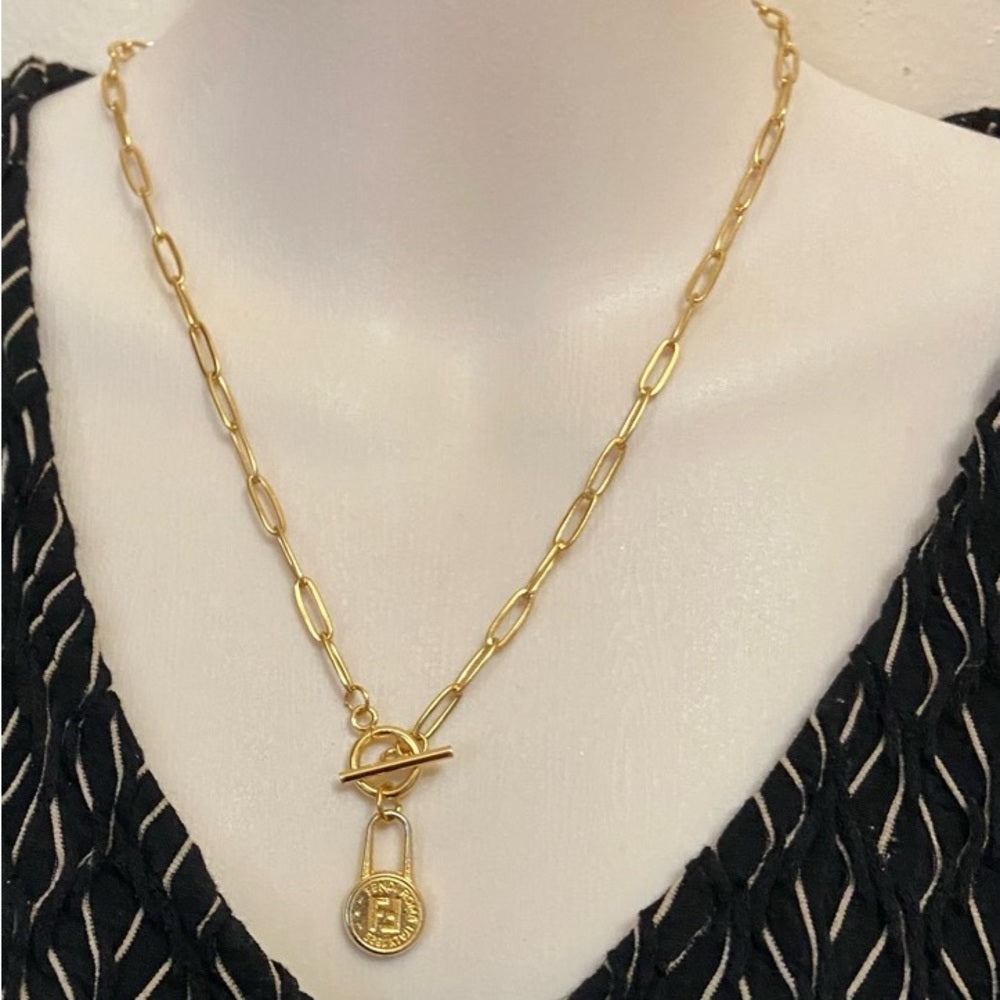 Fendi, 17in Gold Plated Chain Necklace (S)