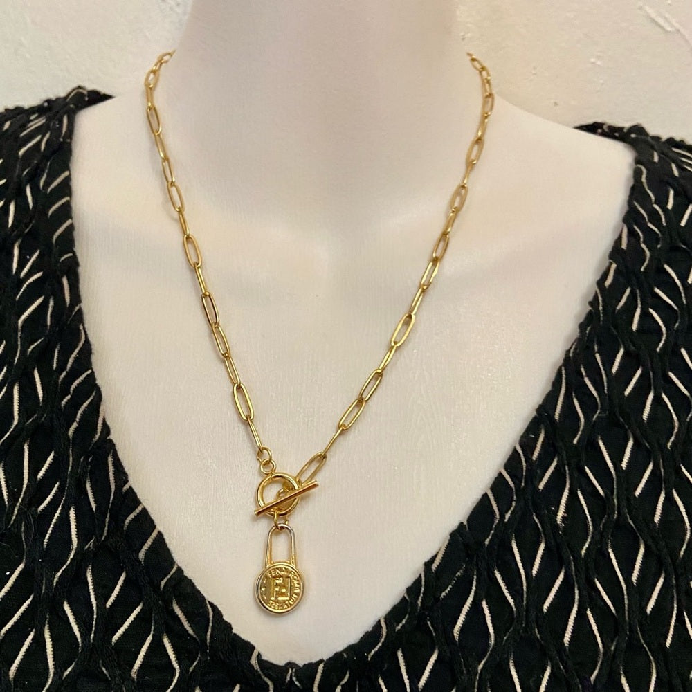 Fendi, 17in Gold Plated Chain Necklace (S)