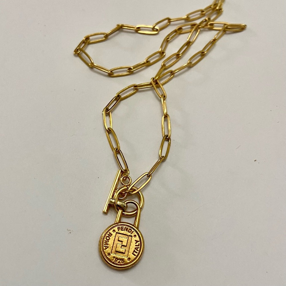 Fendi, 17in Gold Plated Chain Necklace (S)