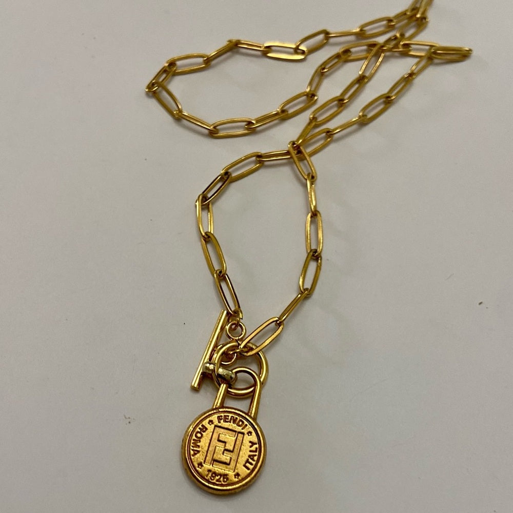 Fendi, 17in Gold Plated Chain Necklace (S)
