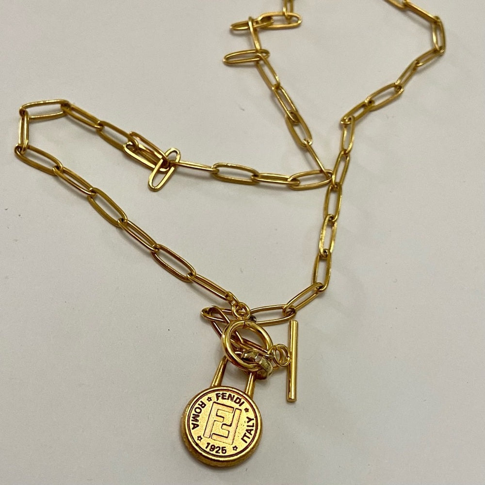 Fendi, 17in Gold Plated Chain Necklace (S)