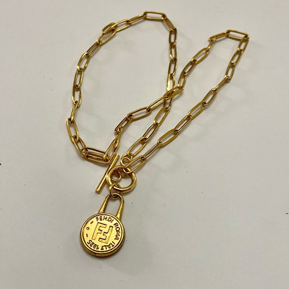 Fendi, 17in Gold Plated Chain Necklace (S)