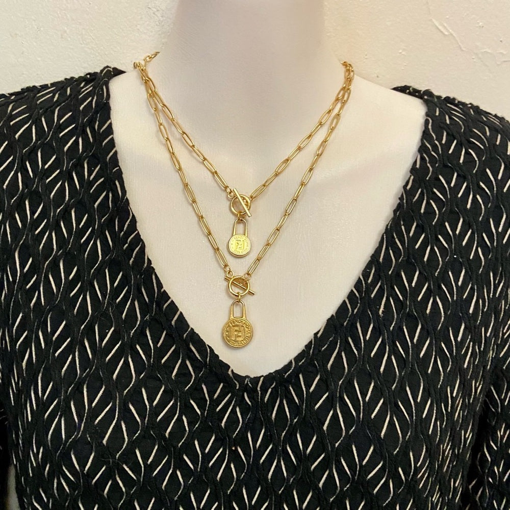 Fendi, 17in Gold Plated Chain Necklace (S)