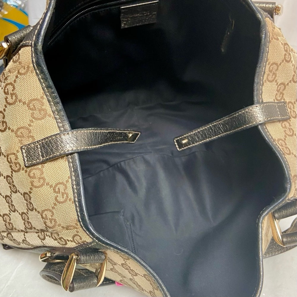 Vintage Gucci, Coated Canvas, Brown Mono Pink Floral Handbag