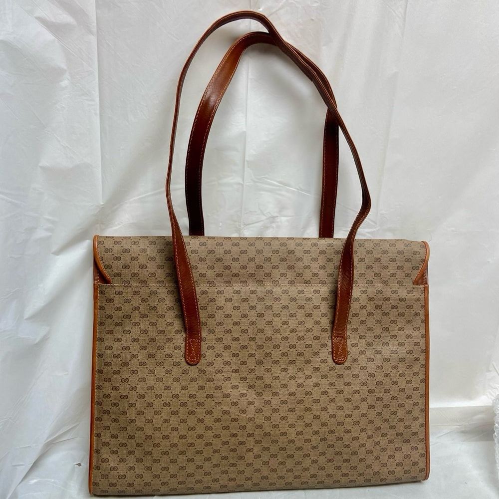 Vintage Gucci Brown Mono Coated Canvas Laptop Document -Briefcase Bag