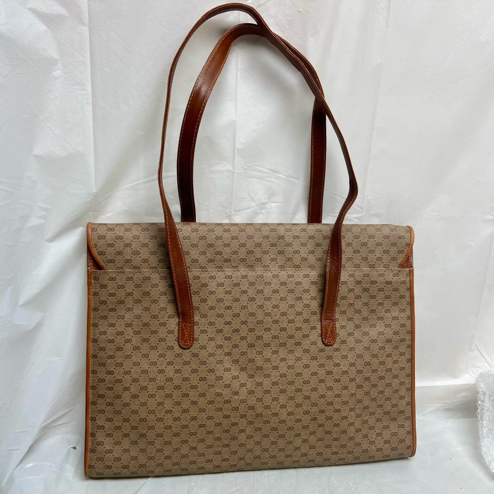 Vintage Gucci Brown Mono Coated Canvas Laptop Document -Briefcase Bag