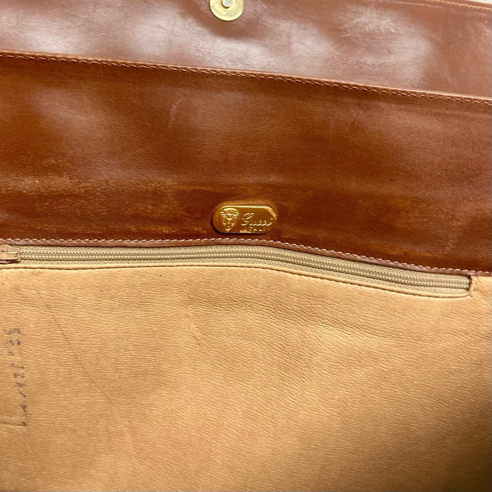 Vintage Gucci Brown Mono Coated Canvas Laptop Document -Briefcase Bag
