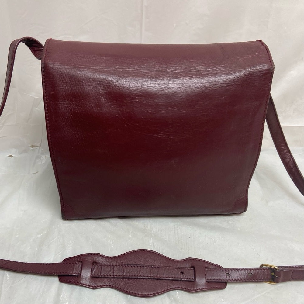 Vintage, Balenciaga Burgundy Leather Adjustable Shoulder- Crossbody 9inx7inx4in