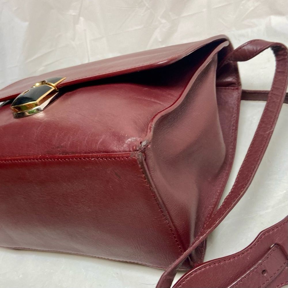 Vintage, Balenciaga Burgundy Leather Adjustable Shoulder- Crossbody 9inx7inx4in