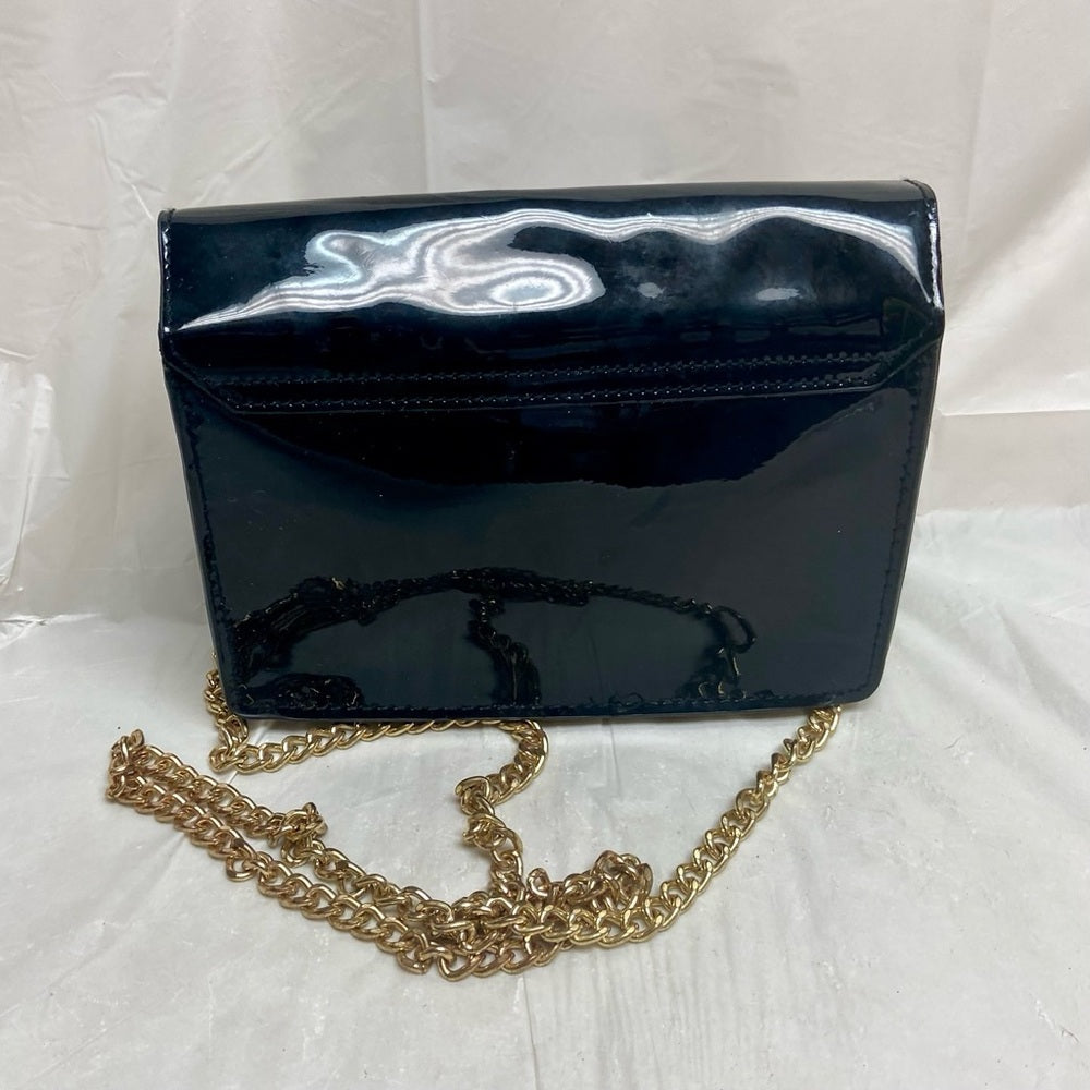 Jimmy Choo Black Faux Patent Leather Cosmetic Pouch Crossbody 7.5in x 5in x 2.5