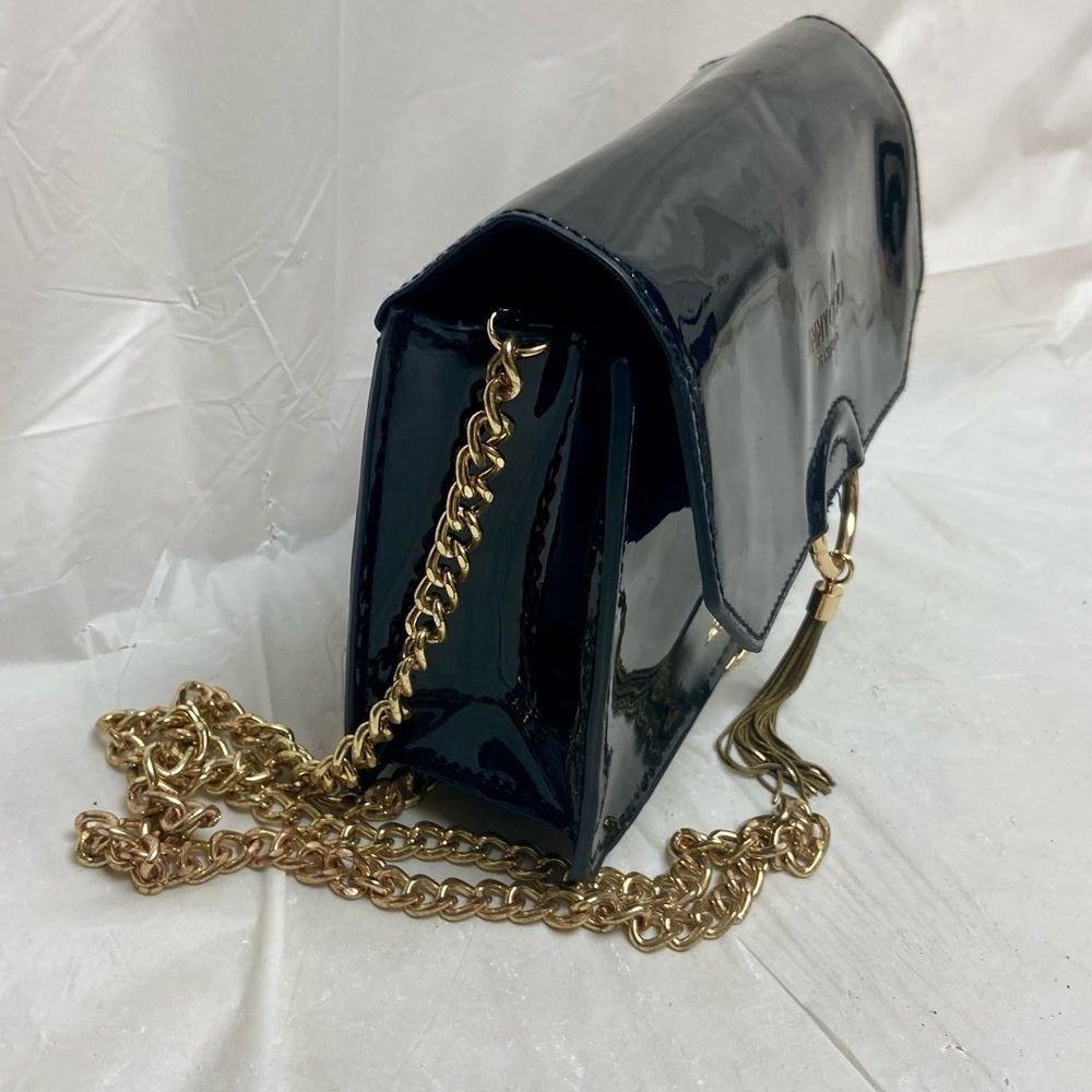 Jimmy Choo Black Faux Patent Leather Cosmetic Pouch Crossbody 7.5in x 5in x 2.5