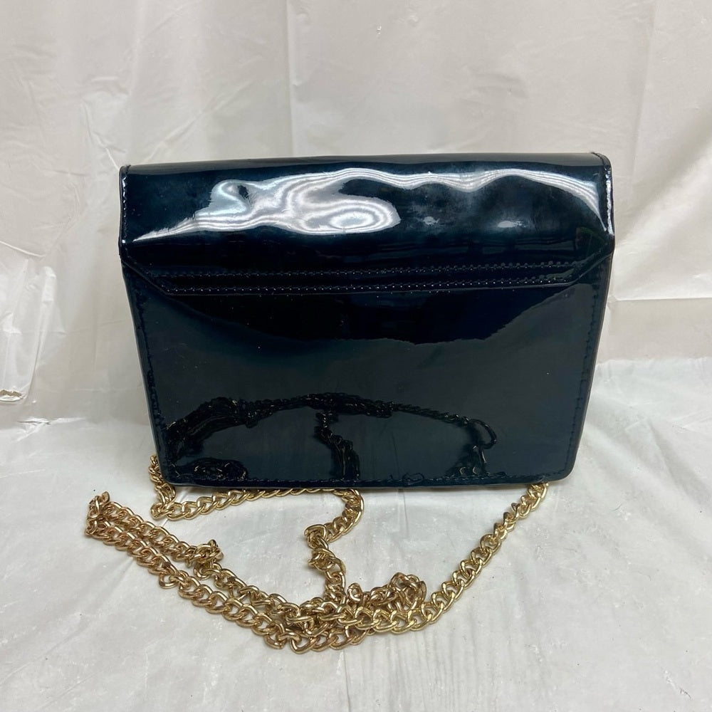 Jimmy Choo Black Faux Patent Leather Cosmetic Pouch Crossbody 7.5in x 5in x 2.5