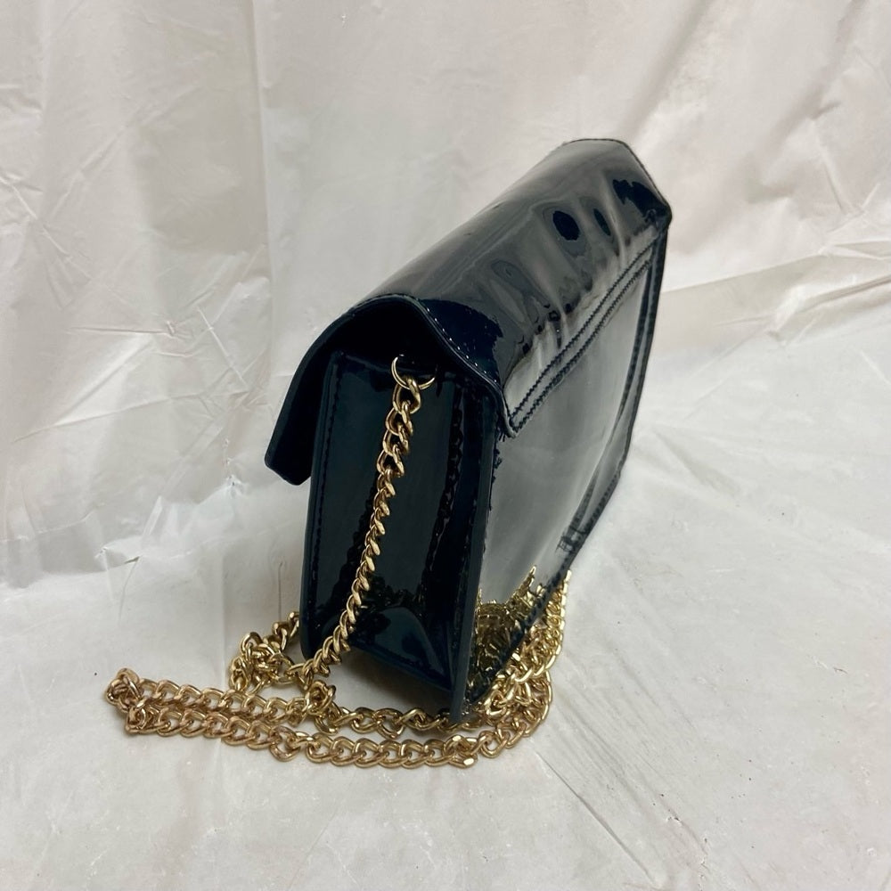 Jimmy Choo Black Faux Patent Leather Cosmetic Pouch Crossbody 7.5in x 5in x 2.5