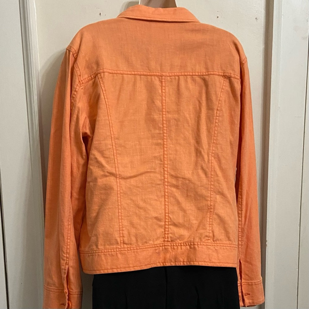 STO Orange Linen Military Style Jacket - Size 1 M-L