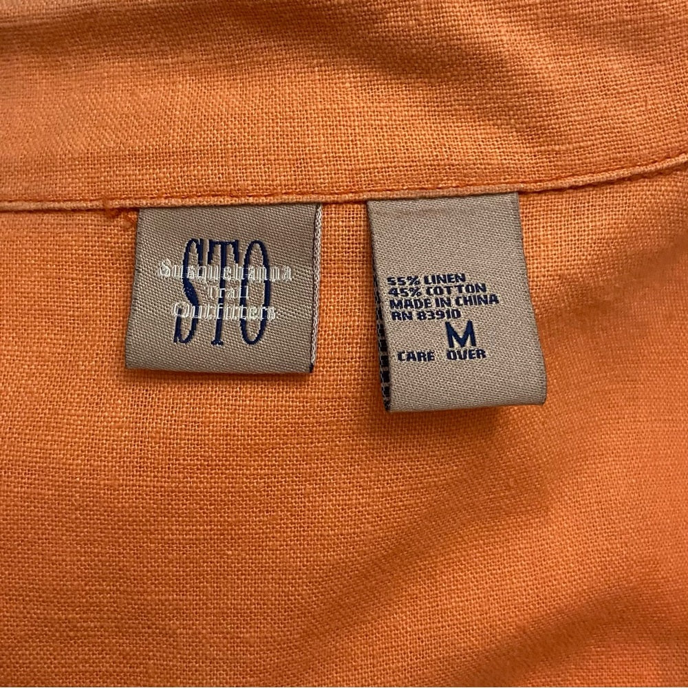 STO Orange Linen Military Style Jacket - Size 1 M-L