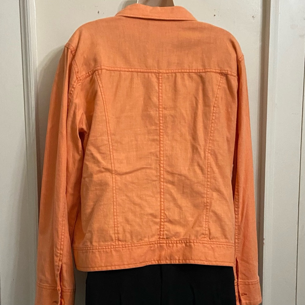 STO Orange Linen Military Style Jacket - Size 1 M-L