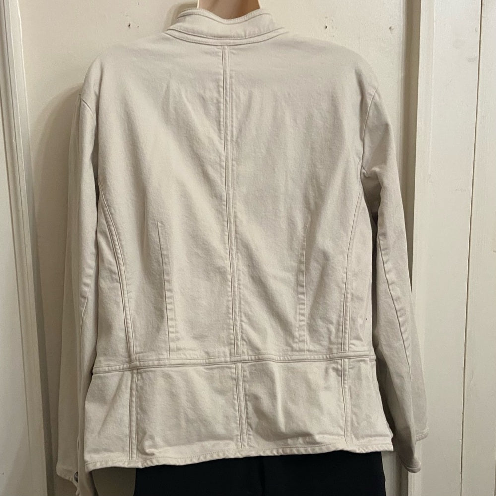 Talbots Woman Petites Beige Cotton Military Jacket - Size M-L