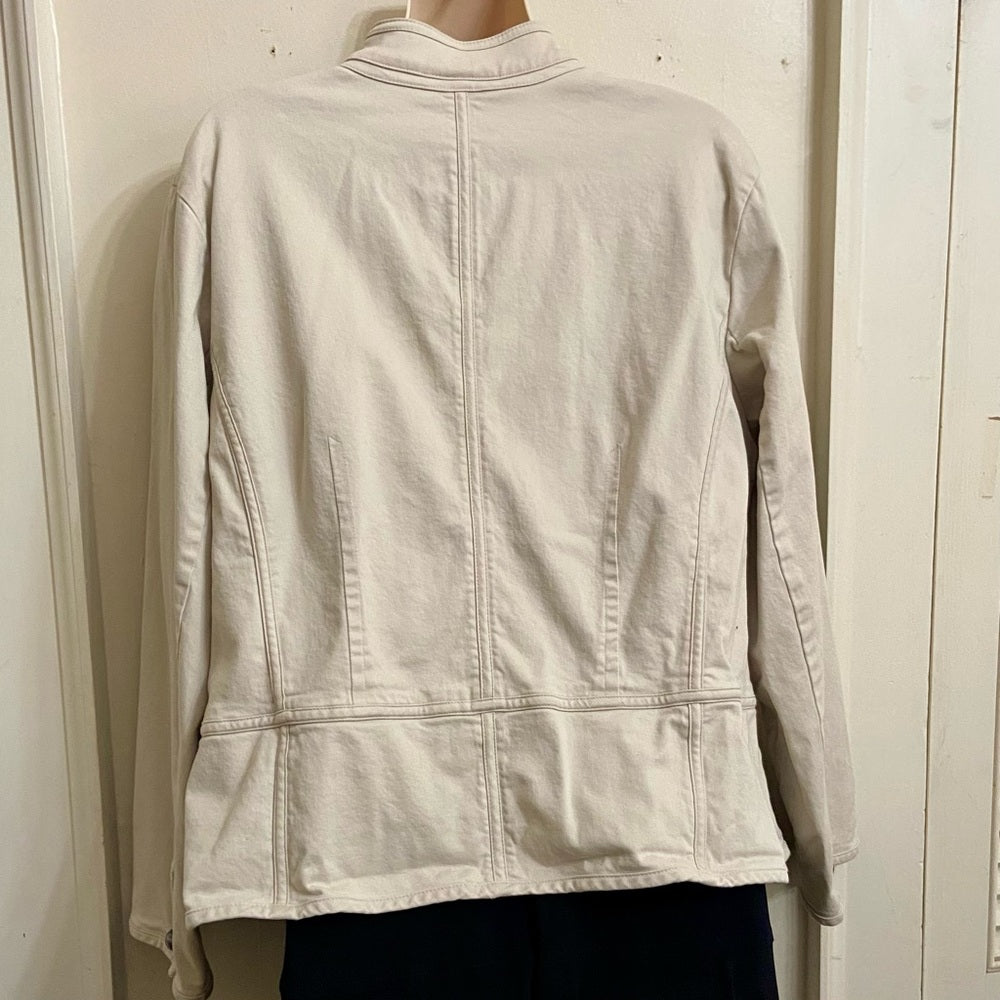 Talbots Woman Petites Beige Cotton Military Jacket - Size M-L