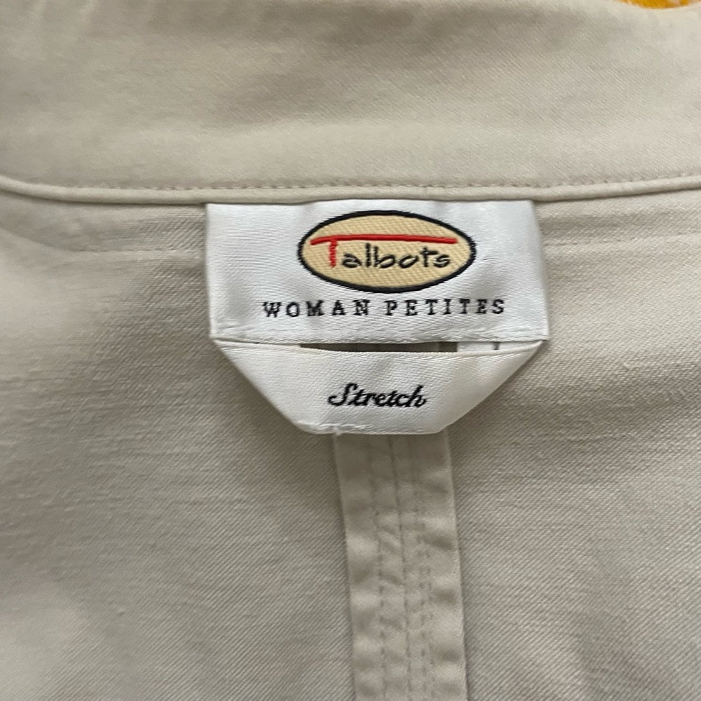 Talbots Woman Petites Beige Cotton Military Jacket - Size M-L