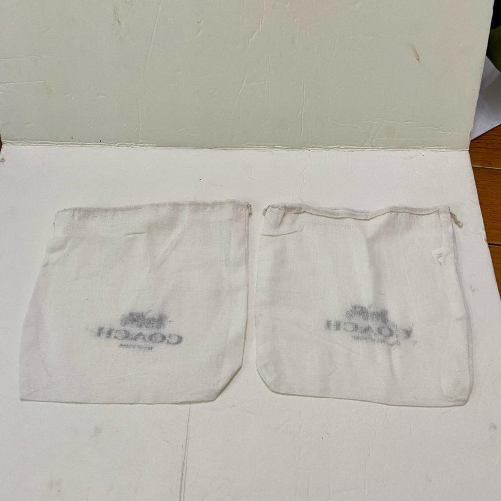 Lot of 2 Coach White Wallet Dust Bag 8in x 8in