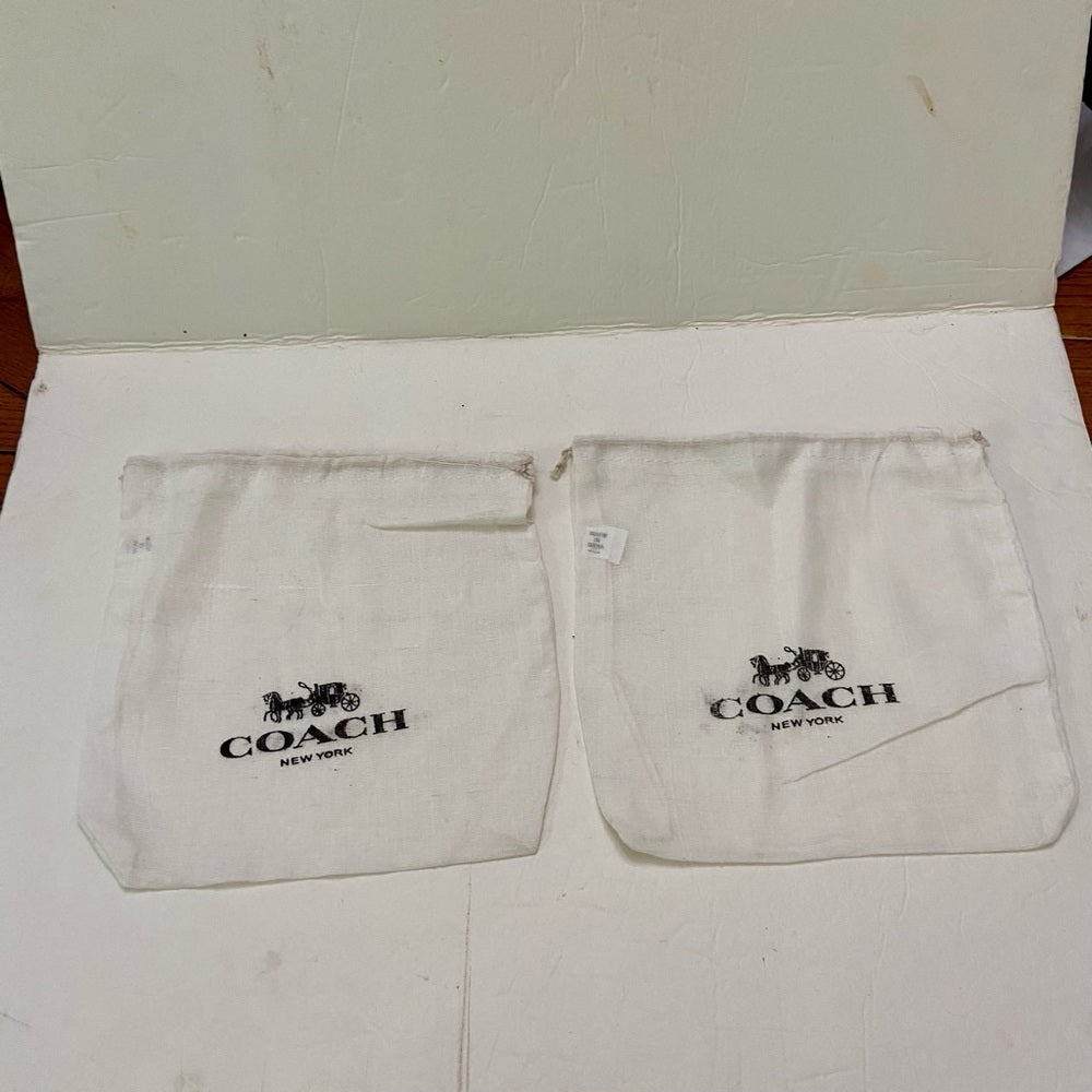 Lot of 2 Coach White Wallet Dust Bag 8in x 8in