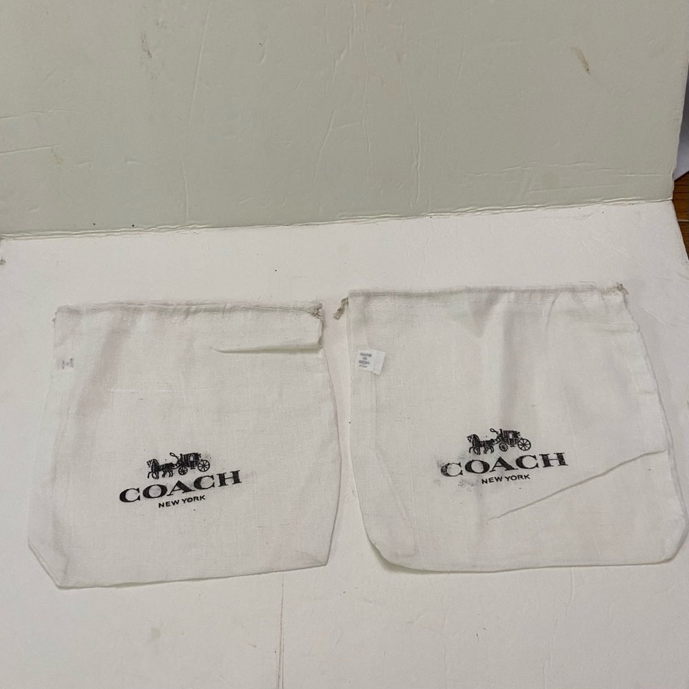 Lot of 2 Coach White Wallet Dust Bag 8in x 8in