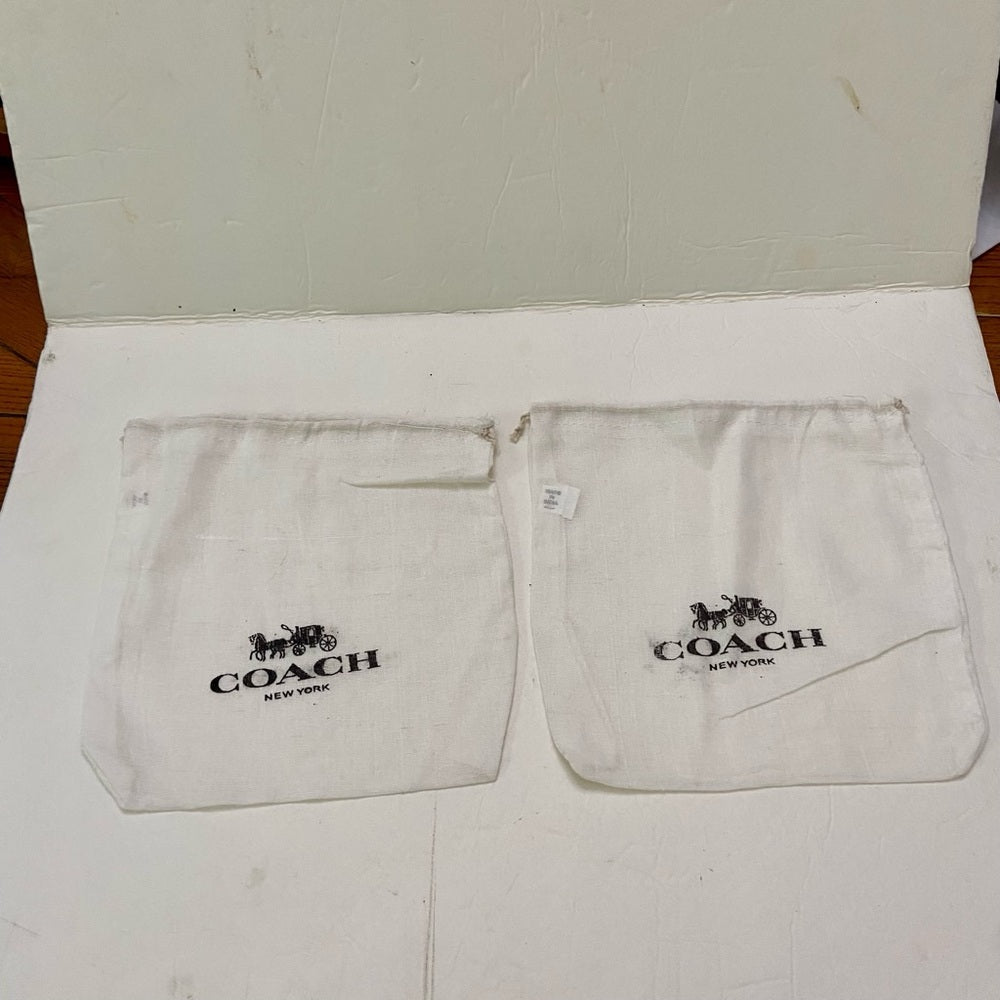 Lot of 2 Coach White Wallet Dust Bag 8in x 8in