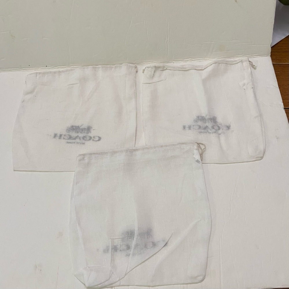 Lot of 3 Coach White Wallet Dust Bag 8in x 8in