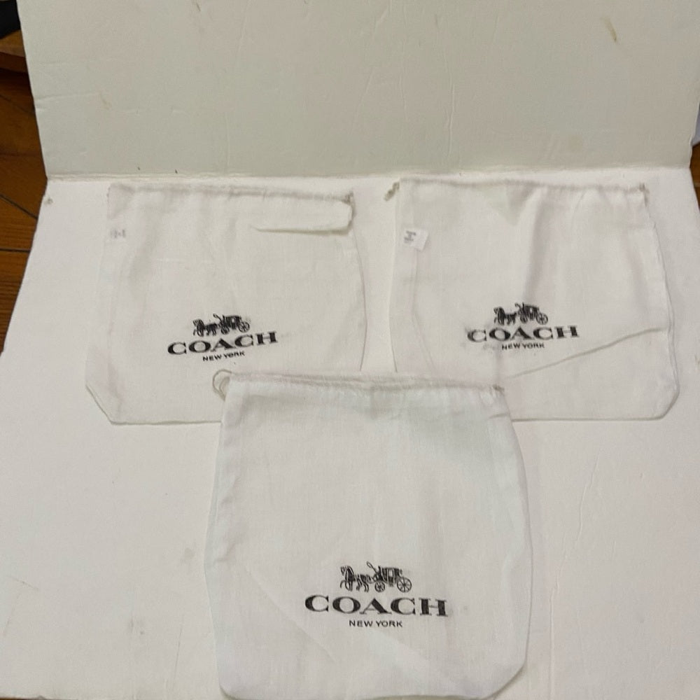 Lot of 3 Coach White Wallet Dust Bag 8in x 8in