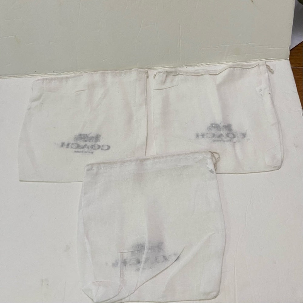 Lot of 3 Coach White Wallet Dust Bag 8in x 8in