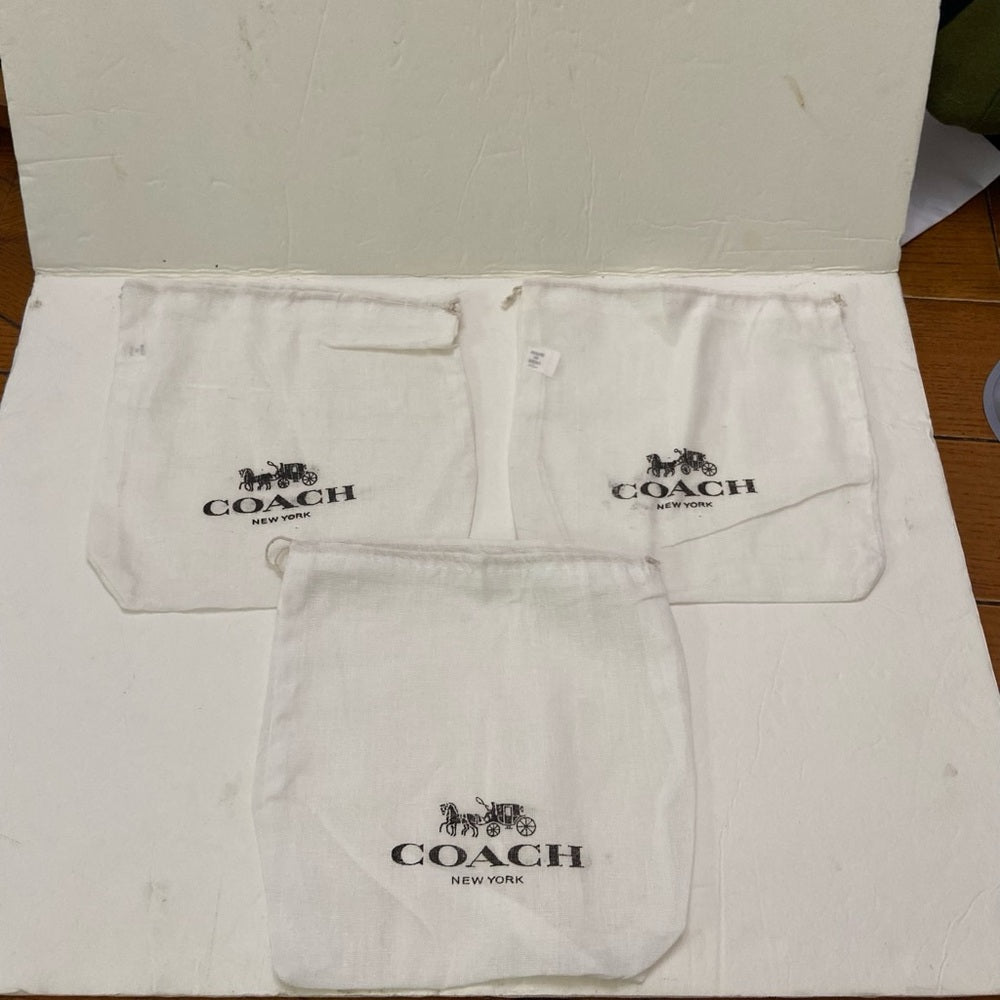 Lot of 3 Coach White Wallet Dust Bag 8in x 8in