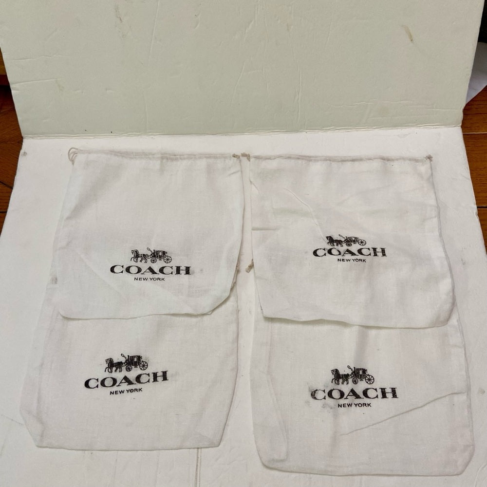 Lot of 4 Coach White Wallet Dust Bag 8in x 8in