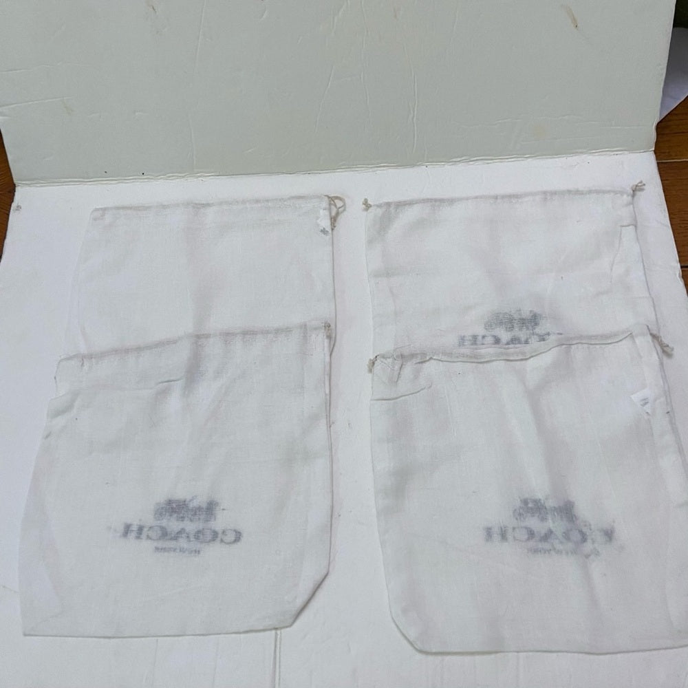 Lot of 4 Coach White Wallet Dust Bag 8in x 8in