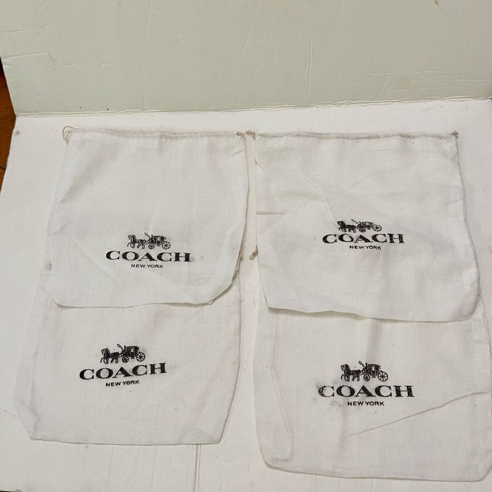 Lot of 4 Coach White Wallet Dust Bag 8in x 8in