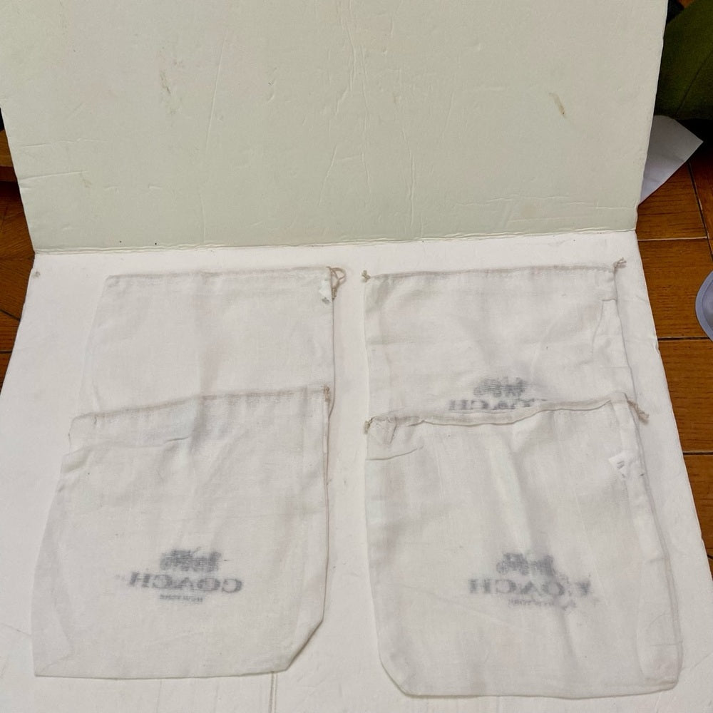Lot of 4 Coach White Wallet Dust Bag 8in x 8in