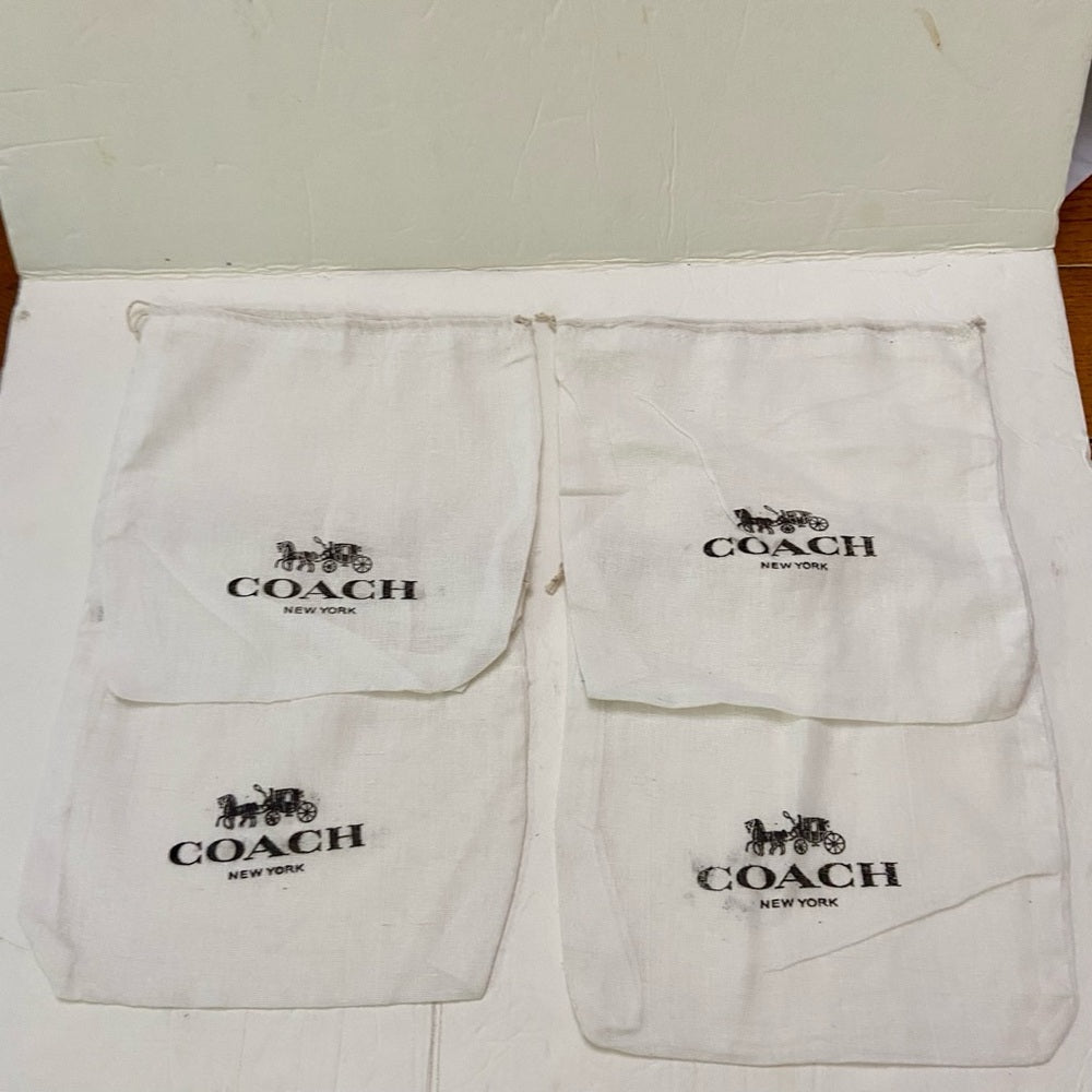 Lot of 4 Coach White Wallet Dust Bag 8in x 8in