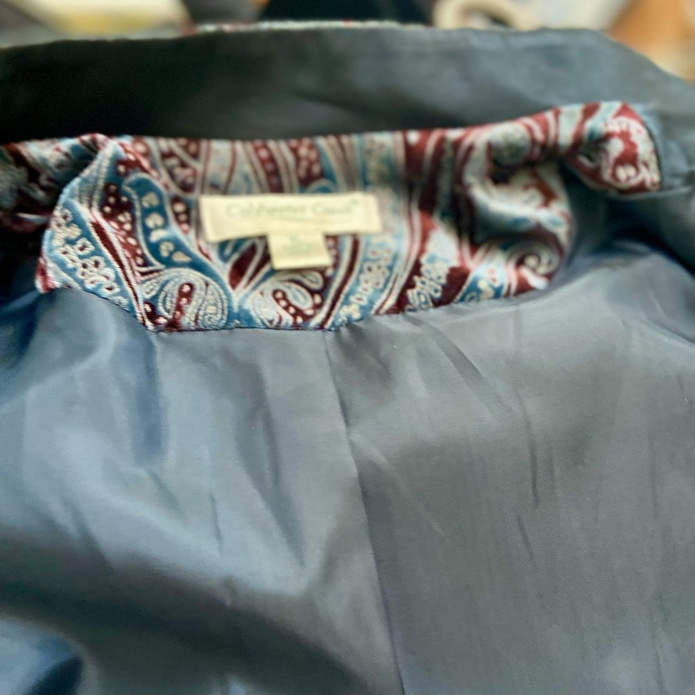 Cold Water Creek Blue-Burgundy Paisley Velvet Cost-Jacket - L