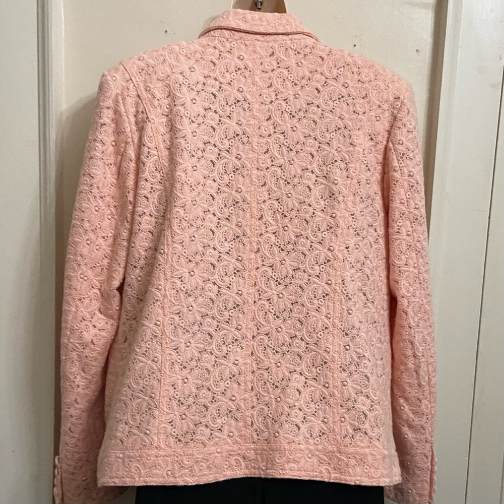 Dialogue Pink Lace Coat-Jacket - Size L