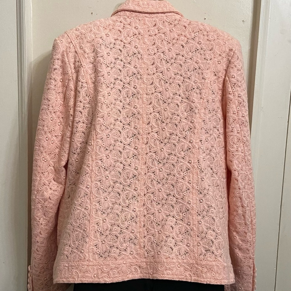 Dialogue Pink Lace Coat-Jacket - Size L