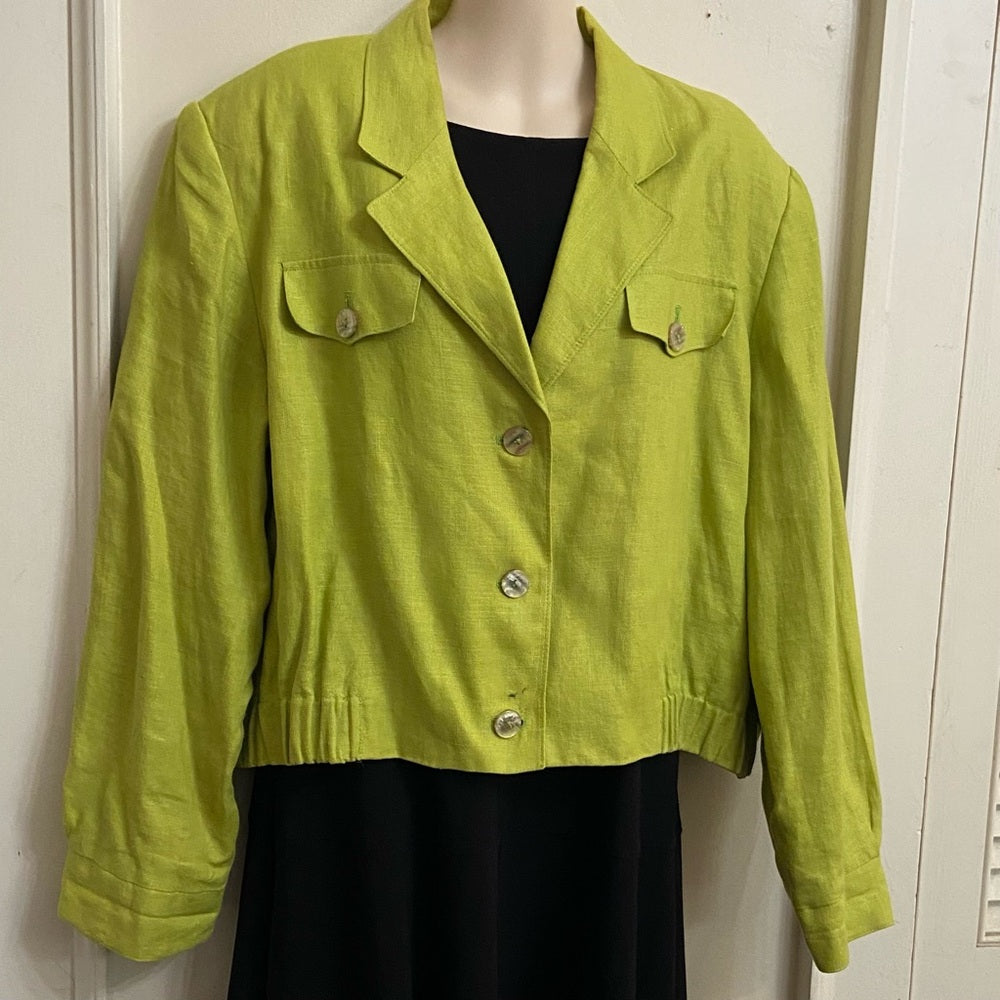 International Scene Apple Green Linen Coat- Jacket - L-XL