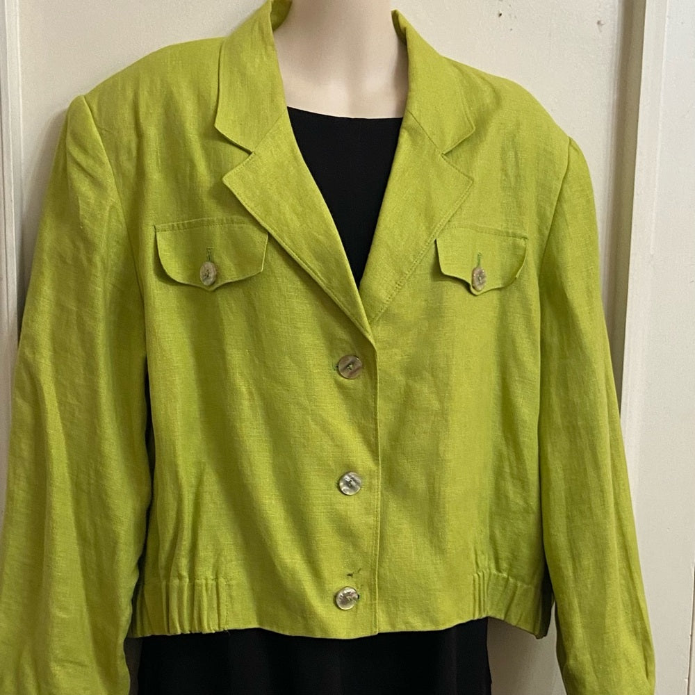 International Scene Apple Green Linen Coat- Jacket - L-XL