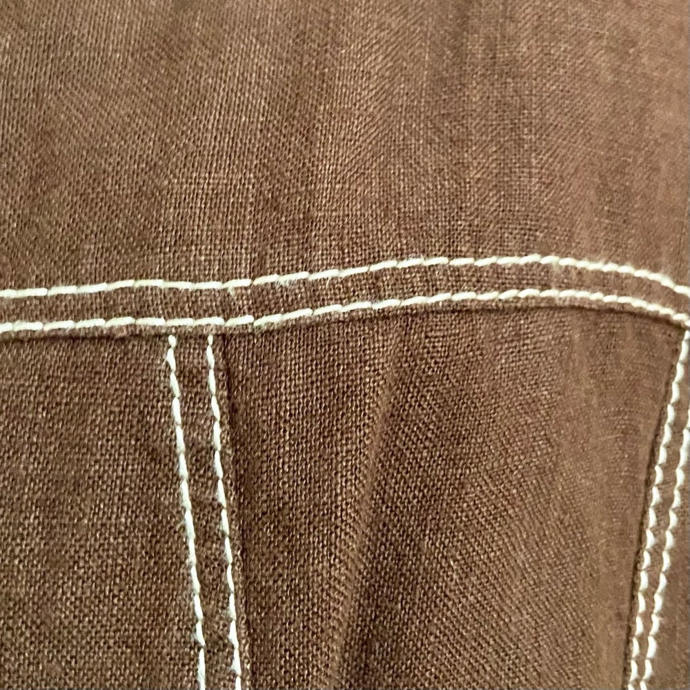 Harve Bernard Brown Linen Coat Jacket L-XL