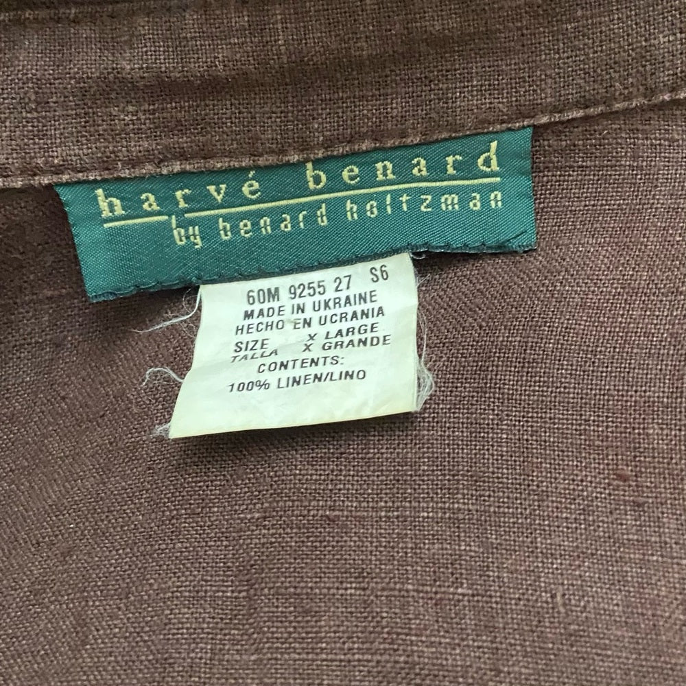 Harve Bernard Brown Linen Coat Jacket L-XL