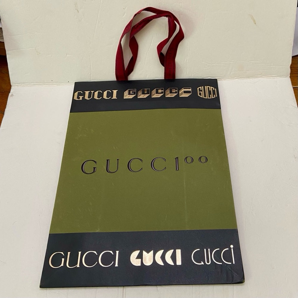 Lot of 2 Gucci Green and Black Gift Bags